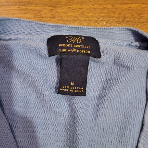 Brooks Brothers, Medium | Suprima Cotton Blue Argyle Button-Down Cardigan - Picture 4 of 4